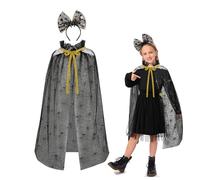 2PCS Halloween Spider Costume Kids, Black Spider Web Cape and Spider Headband Set, Spider Halloween Costume Kids Spider Web Costume Accessories for Halloween Cosplay Party Fancy Dress Photo Props