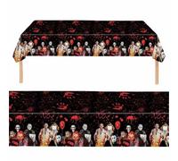 2Pcs Halloween Tablecloth, 137x274 cm Horror Movie Character Table Covers, Plastic Tablecloth for Halloween Scream Party Decorations, Waterproof Polyester Table Cloths for Horror Movie Themed Party