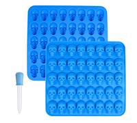 2PCS Halloween Themed Moulds Food Grade Skull Silicone Candy Machine Homemade Chocolate Jelly Cookie Reusable Baking 40 Small Skulls DIY Non-Stick Kitchen Kids Candy Melts Wax Melt Mould
