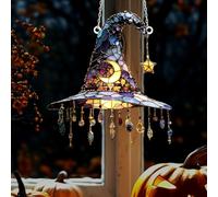 2Pcs Halloween Witch Hat Ornament, Acrylic 2D Magical Hanging Witches Hat Decorations Window Personalized Halloween Party Ornaments Indoor for Home Decor