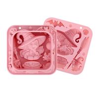 2pcs Halloween Witch Silicone Mold, Bat Witch Shape Mould Non-Stick Chocolate Fondant Candy Cake Cupcake Soap and Resin Molds for DIY Baking & Party Favors