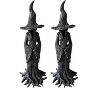 2pcs Halloween Witch Statue - Hand-painted Enchanting Witch Statue The Guardians Of Your Home, 20CM Resin Faceless Ghost Sculpture, Gothic Spooky Halloween Decoration For Indoor Outdoor