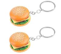 2Pcs Hamburger Simulation Cheeseburger Pendant Key Chain Key Ring Pendant Hamburger Handmade Jewelry for Hanging on Bag Key Women's Novelty Keychains Accessories, Car Keychain, Bobs Burgers Keychai