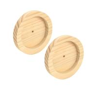 2pcs Hamster Feeding Bowl round Wood Food Holder for PET Cage | Space Saving Design, Khaki Finish, Fits Small Cages, Suitable for Hedgehogs and Guinea Pig