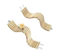2Pcs Hamster Suspension Bridge Flexible Bendy Climbing Ladder Hanging Wooden Chew Toy for Bird Parrot Chipmunk Sugar Glider Gerbil Mice