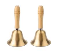 2Pcs Hand Bell, 5.9in Super Loud Solid Copper Ringing Bell with Wooden Handle Handbell for School, Churchl, Hotel, Christmas and Wedding Service
