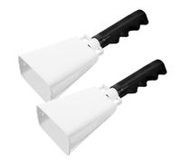 2pcs Hand Bells Cowbells for Sporting Events White Aluminum Alloy | Loud Sound with Lasting Echo, Flat Surface Design, Suitable for Competitive Sports, Christmas and Birthday Gift Use