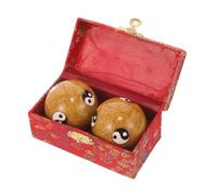 2pcs Hand Exercise Massage Balls Metal for Palms and Fingers | Textured Polished round Pair, Golden Finish, Home Decoration Meditation Aid for Elderly Rehab Use Random Color