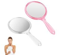 2PCS Hand Mirror Double-Sided 1X/3X Magnifying Mirror with Handle Travel Handheld Mirror Mirror Multi-Purpose Hand Mirror Makeup Mirror with Handheld Sided Magnifying Transparent Hand Held Mirror