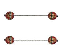 2pcs Hand Painted Wooden Aslatua Shaker for Students and Group Rhythm | Double Balls, Balanced Sand Filling, Lightweight Grip, Vibrant Ethnic Patterns, Music Classroom Use Random Style