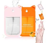 2pcs Hand Sanitizer Spray For Woman, Power Mist Hand Sanitiser Mini For Travel Protective Case with 2 Bonus Cat Ears （Tasteless Citrus）