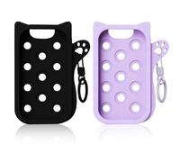 2Pcs Hand Sanitizer Spray Silicone Case for Touchland Power Sanitizer Spray, Fashion Keychain Accessory Cat-Shaped Cover Holder with 360° Swivel Metal Ring, Purple & Black
