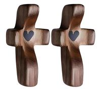 2PCS Handcrafted Wooden Cross My Heart,Small Tiny Wood Cross for Pocket Prayers,Wooden Comfort Cross,Small Pocket Cro/ss,Portable Wood Po/cket Cross,Christian Wo/oden Cro/ss,Gift for Family and Friend