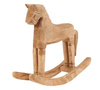 2pcs Handcrafted Wooden Rocking Horse Statue for Desktop Home Decor | Khaki Finish, Easy Maintenance, Wear Resistant and Scratchproof, Classic Revival Style for Office or New Year Decor
