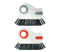 2pcs Handheld Cleaning Brush Set, Hard Bristle Crevice Cleaning Brush for Sliding Door, Window Track, and Corner, Heavy-Duty Gap Scrubbing Tools for Deep Cleaning (Grey & Orange)