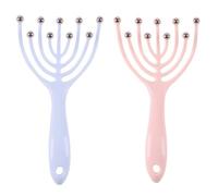 2pcs Handheld Scalp Claw Massager with Carbon Steel Beads, Pink Blue