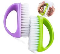 2pcs Handle Heavy Duty Nail Scrubber,2 Colors of Handle Grip Duty Nail Brushes for Fingernails & Toes, Deep Clean Scrubber with Handle Grip for Mechanics, Gardeners, Men & Women (Purple, Green)