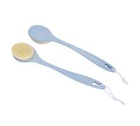 2pcs Handle Soft Hair Bath Brush Body Massage Cleaning Exfoliating Shower Brush for Home Bathroom Use Plastic 36x5x5cm Multiple Colors (Blue)