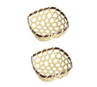 2pcs Handmade Bamboos Trays Handmade Snacks Storage Basket Handwoven Serving Baskets for Kitchen Or Living Room