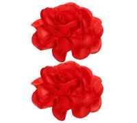 2pcs Handmade Big Flower Brooch Pin 19cm Cloth for Women | Elegant Red Floral Accessory, Secure Attachment for Scarves and Bags, Formal Events and Professional Settings