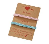 2pcs Handmade Braided Couple Friendship Bracelets with I Love You Card Adjustable Woven Elastic Wristbands Bracelet for Women Men Best Friend Kabbalah Protection Lucky Amulet Jewelry Lover Gift, M