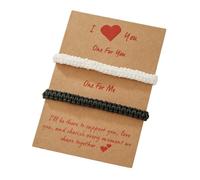 2pcs Handmade Braided Couple Friendship Bracelets with I Love You Card Adjustable Woven Elastic Wristbands Bracelet for Women Men Best Friend Kabbalah Protection Lucky Amulet Jewelry Lover Gift, M