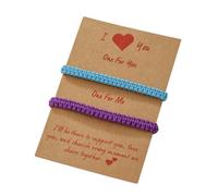 2pcs Handmade Braided Couple Friendship Bracelets with I Love You Card Adjustable Woven Elastic Wristbands Bracelet for Women Men Best Friend Kabbalah Protection Lucky Amulet Jewelry Lover Gift, M