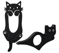 2pcs Handmade Cat Thumb Book Page Holder Set,Cute Black Cat Bookmark & Wooden Page Holder,Cat Bookmark Set,Reading Accessories for Book Lovers,1 Cat Bookm/ark + 1 Thumb Page Holder,Black C/at Design