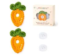 2Pcs Handmade Crochet Button Covers - No-Sew Carrot Design, Cute Fun Decor for Blouses, Shirts, Uniform, Cardigans, Woolen Yarn Button Cover Gift for Women Men