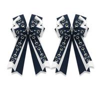 2PCS Handmade Equestrian Hair Bows, Navy Blue Horse Bit Pattern Design, Adult Women's Hair Accessories for Horse Lovers, Gymkhana & Western Style (Dark Blue)