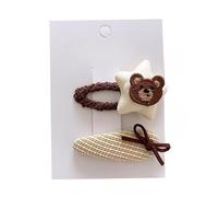 2pcs Handmade Fabric Hair Clips, Sweet and Cute, Mini Hair Clips Star Bear