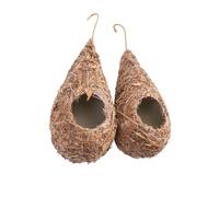 2pcs Handmade Grass Weaving Bird Nests Hanging Sleeping Nest for Small Birds Canary Parrot Lark Natural Living Place Supplies