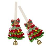 2pcs Handmade Mini Christmas Tree Ornament with Bell for Office Desks