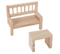 2pcs Handmade Mini Wooden Tables and Chairs Personalized Creative Toys Suitable for Dollhouses Children's Room Decoration (Approx. 8cm)