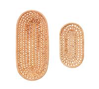 2pcs Handmade Rattan Bread Basket, Woven Food Serving Basket for Bread Biscuits Fruit, Natural Vietnamese Rattan Storage Organizer for Kitchen Dining Cafe