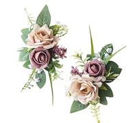 2pcs Handmade Silk Rose Boutonniere for Men - Lapel Pin Suit Decor for Groom & Groomsmen, Ideal for Wedding, Prom, Homecoming, Anniversary, Graduation