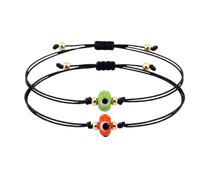 2Pcs Handmade Turkish Evil Eye Bracelet Set - Small 8x4mm Glass Nazar Beads, Protection String Bracelets, Minimalist Friendship Couples Jewelry Gift, Adjustable, One Size, Glass, no gemstone
