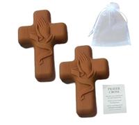 2Pcs Handmade Wooden Holding Cross,Mini Pocket Prayer Cross with Organza Bag&Prayer Card,Small Christian Keepsake Cross,Handcrafted Resin Pocket Cross for Prayer&Comfort,Pocket Cross Gift for Prayers