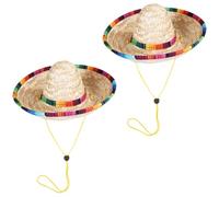 2pcs Handmade Woven Hat for Dog Party Dress up Small | Fiesta Photo Prop, Creative Style for Pets, Gift Choice for Owners, Size S