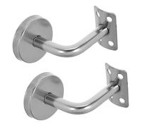 2pcs Handrail Bracket with Reinforced Base and Curved Design | Wall Mounted Stairway Railing Hardware with Satin Matte Finish, Load-bearing Stability, for Wood and Oval Railings