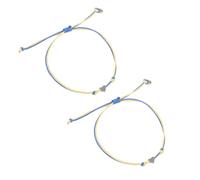 2pcs Handwoven Adjustable Heart Spinner Beads Love Charms Gold Paperclip Beaded Cord Pour Kits Ankle Bracelets for Women Friendship Bracelet Kit Loom Braided Rope
