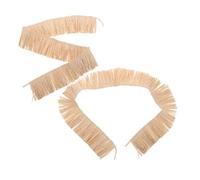 2pcs Handwoven Raffia Fringe Trim 10cm Khaki Tassel Ribbon