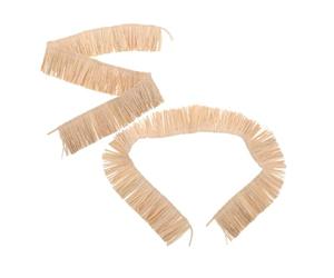 2pcs Handwoven Raffia Fringe Trim 10cm Khaki Tassel Ribbon