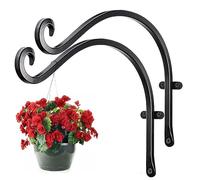 2pcs Hanging Basket Brackets Outdoor Hanging Basket Hooks, Wall Brackets for Hanging Baskets, Iron Plant Hanger Wall Hooks, Black Fence Hooks for Hanging Baskets, Bird Feeders 12