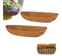 2PCS Hanging Basket Liner, 24/30/36 Inch Wall Mounted Coco Coir Trough Planter Replacement Liners for Wall Hanging Basket, Window Box, Fence Baskets, Railing Planting (36 inch-2PCS)