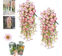 2PCS Hanging Baskets Artificial Flowers, Fake Morning Glory, 75cm Artificial Hanging Flowers, UV Resistant Artificial Plants Outdoor Flower, for Garden Balcony Porch Spring Decor (Pink)