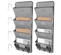 2Pcs Hanging File Organizer, with 4 Large Pocket and Hook Over The Door File Folder with Label Home Office Supply