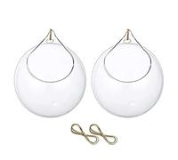 2PCS Hanging Glass Terrarium Succulents Planter Globe Air Fern Plants Holder Vase Hanger with Big Opening 10cm