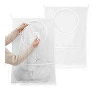 2Pcs Hanging Laundry Hamper Large Mesh Over Door Laundry Bag With 2 Hooks for Dirty Clothes Organization Door Bathroom Closet, 30 X 20 Inch White