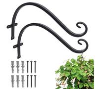 2pcs Hanging Plant Holder 12 Inch Wall Mount Iron Bracket Heavy-Duty for Bird Feeders Flower Baskets Lanterns (Black), Plant Hanger Bracket